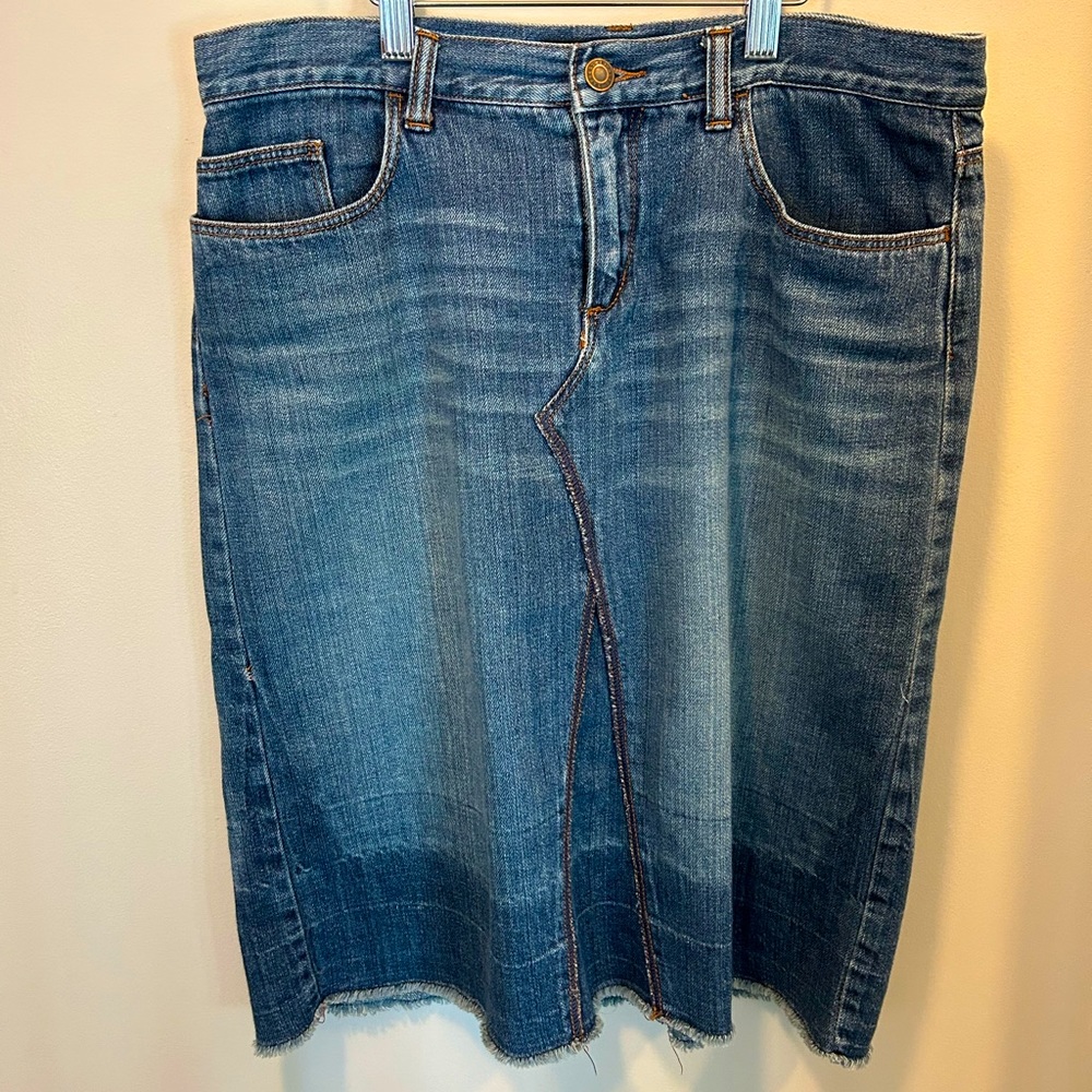 Express Denim Midi Skirt in Blue